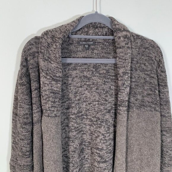Eileen Fisher long sleeve open front tunic long duster trench cardigan sweater - Picture 2 of 8